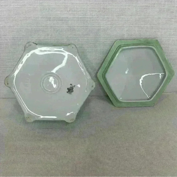 MZ Austria Hand Painted Footed Hexagon Trinket Box - Picture 10 of 13